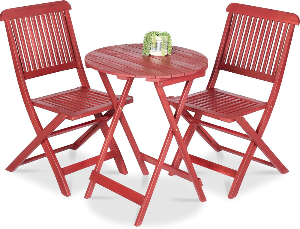 Best Choice Products 3-Piece Acacia Wood Bistro Set, Folding Patio Furniture ...