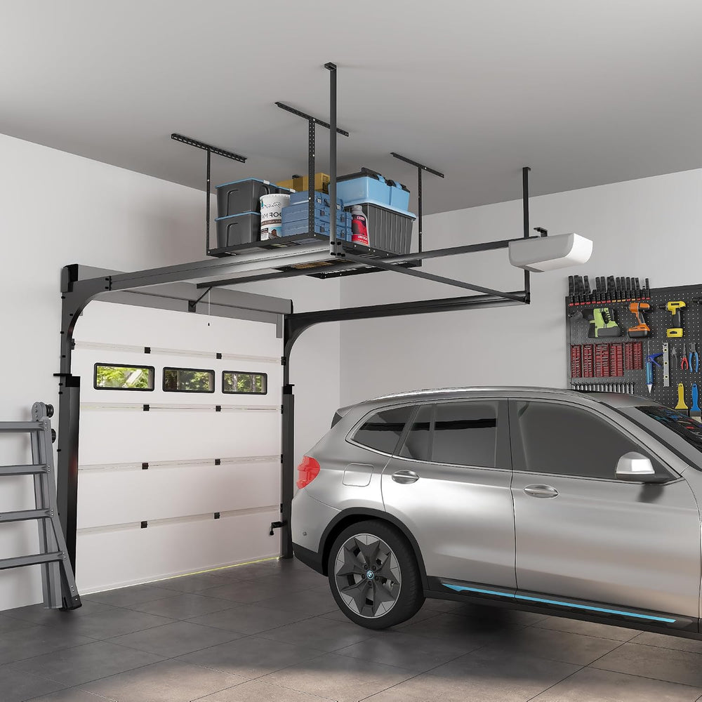 FLEXIMOUNTS 3x4 Overhead Garage Ceiling Storage Rack Organization, Black