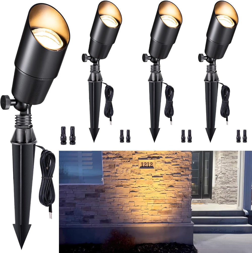 Gardenreet Brass Landscape Lighting - Black Outdoor Low Voltage Spotlights LE...