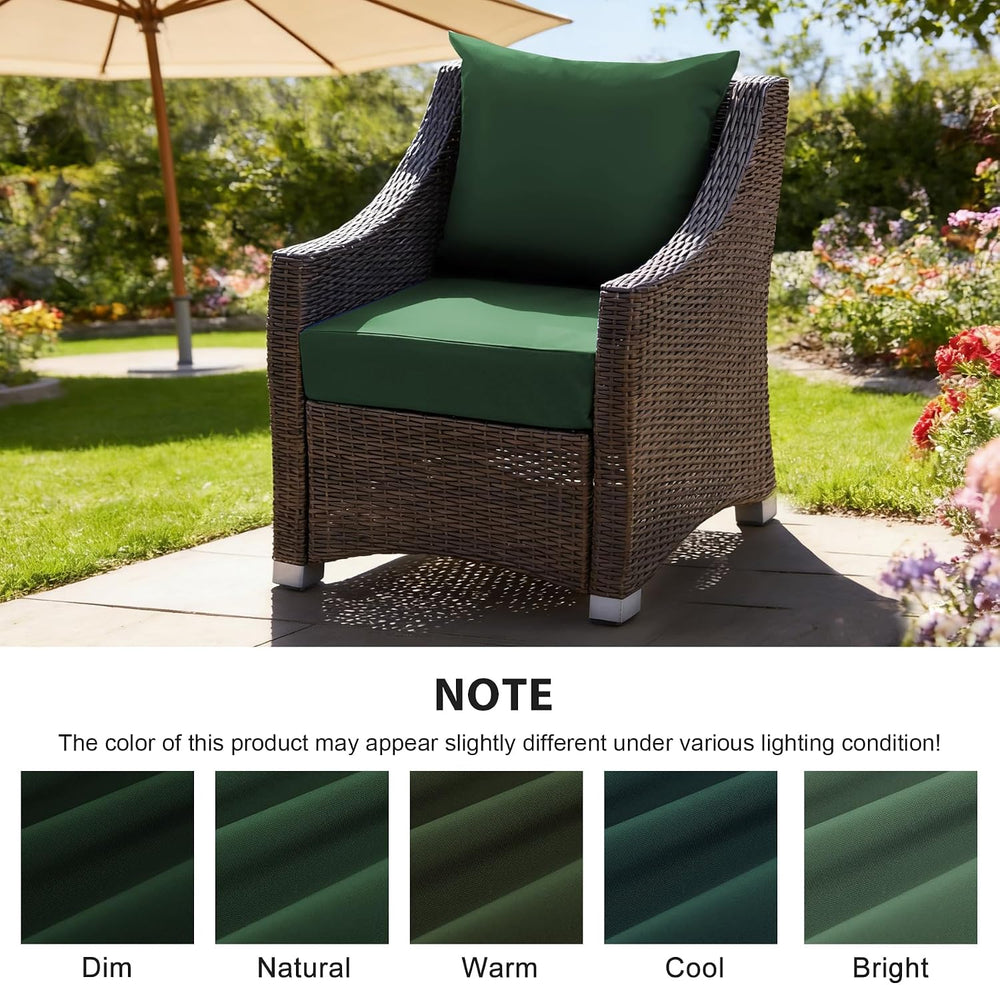Outdoor Deep Seat Cushion Set, 24x24 Inch, Forest Green, Set of 4