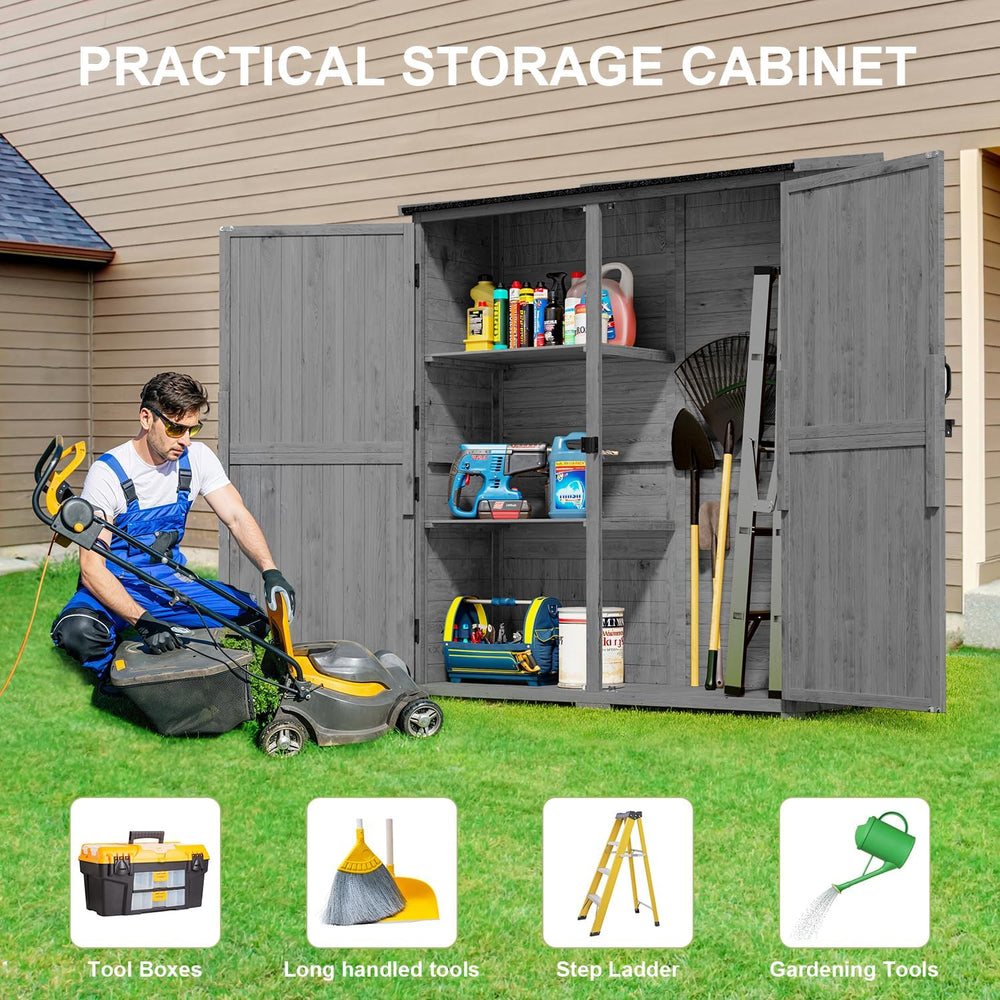Gizoon Outdoor Cabinet, Waterproof Roof, Double Lockable Wooden Shed