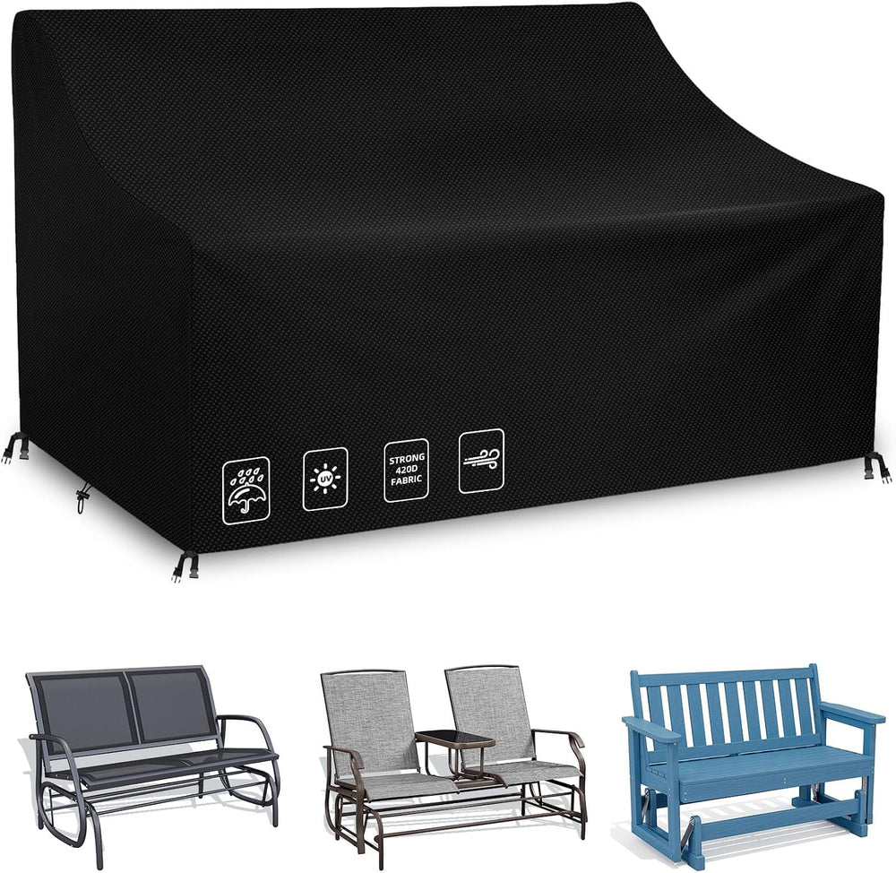 Outdoor Glider Bench Cover with Buckle, Waterproof 2-Person Patio Rocking Cha...