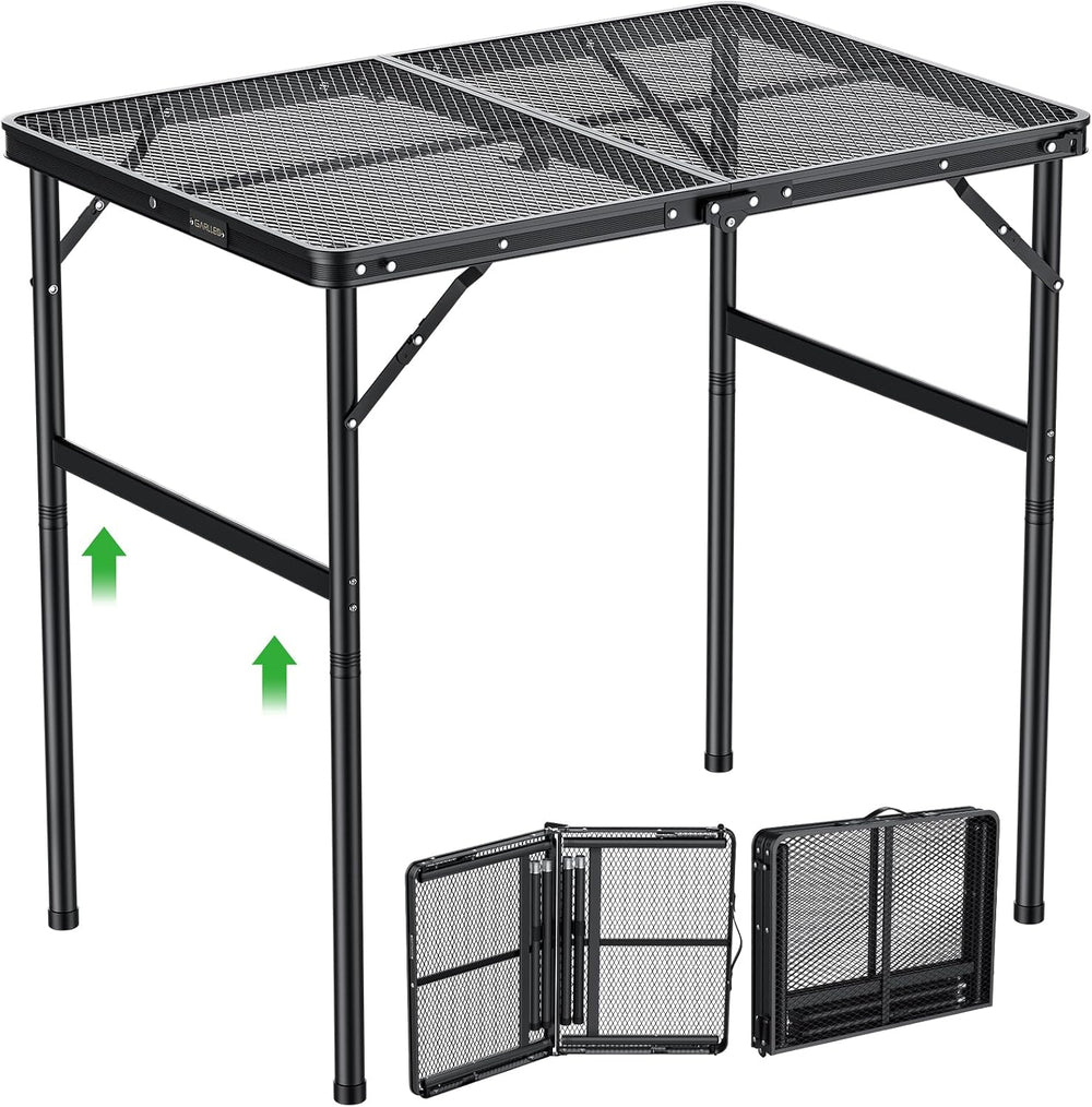 GARLLEN Folding Grill Table 35" Lx21.6 W, 2 Adjustable Height 14.76&quot...