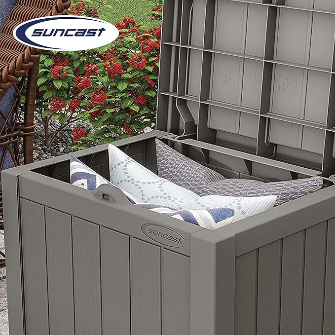 Suncast 22 Gallon Indoor or Outdoor Backyard Patio Small Storage Deck Box wit...