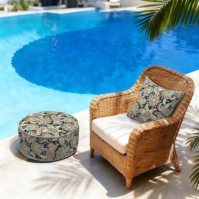 LVTXIII Inflatable Stool Ottoman Footrest with Handle, Decorative Fade-Resist...