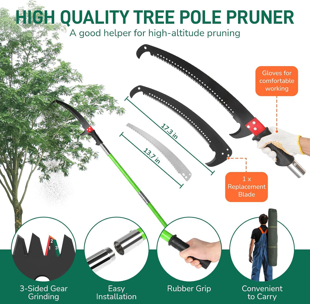 VINGLI 26FT Manual Pole Saw for Tree Trimming, Extendable Tree Pruner, Sharp ...