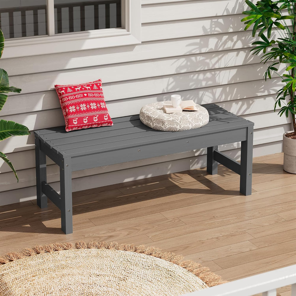 SERWALL 47 Inches Backless Outdoor Bench for 2-Person, Grey