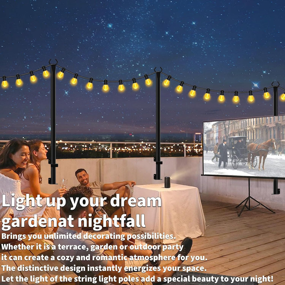 AHRLHR 8 Pack String Light Poles for Deck,5 Ft String Light Poles for Outside...