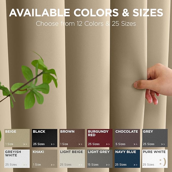 Joydeco Blackout Patio Sliding Door Curtains 108 Inches Long, Grommet Privacy...