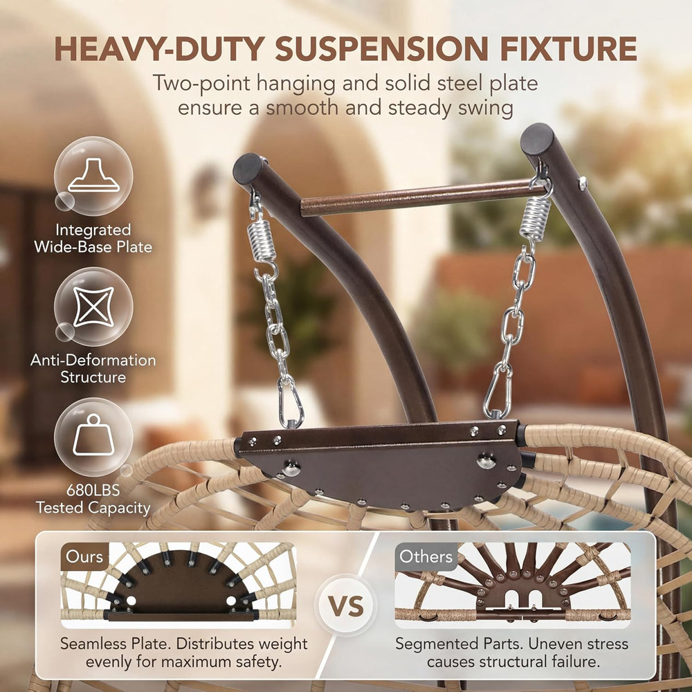 NICESOUL Outdoor Double Egg Chair with Stand, XL Large & Wide All-Weather...