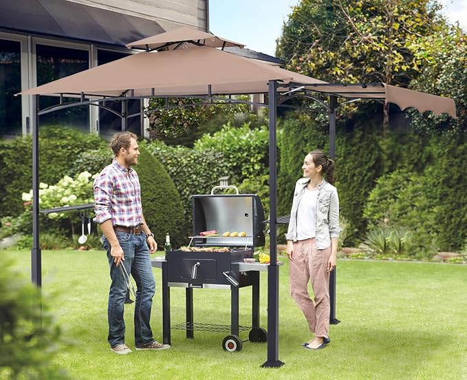 ABCCANOPY Grill Gazebo with Extra Awning - 11x5 Outdoor BBQ Canopy Shelter wi...