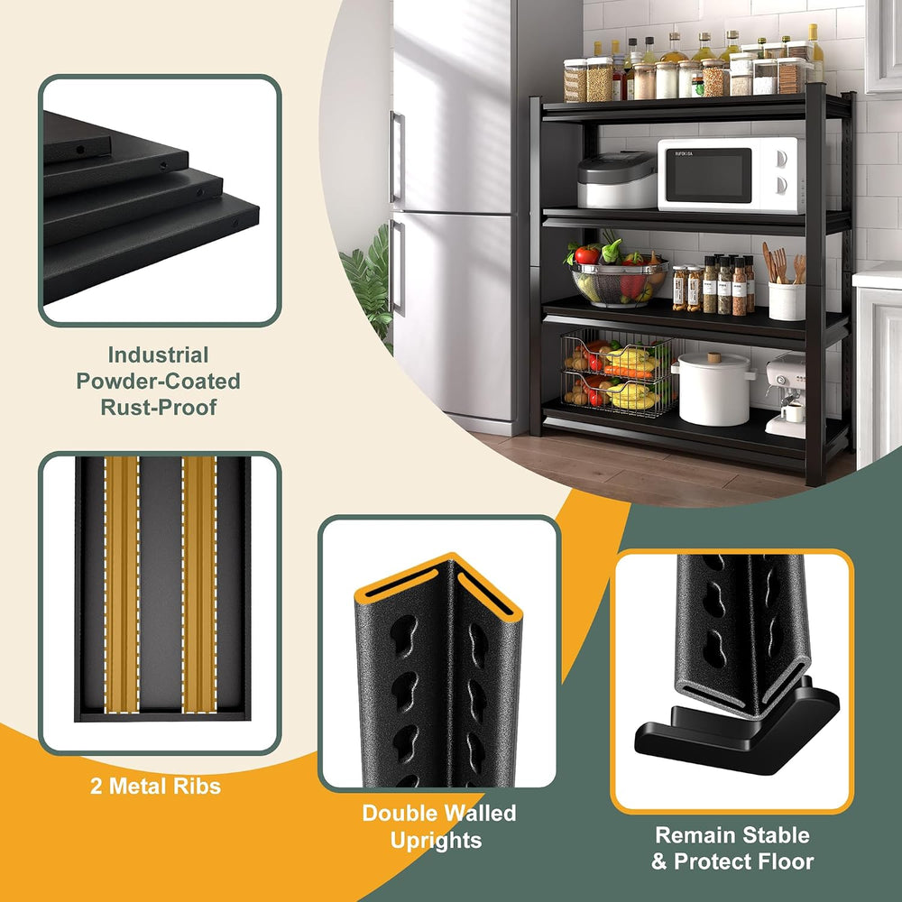 48" W Garage Shelving Heavy Duty, 2200LBS Loads Adjustable Garage Storag...