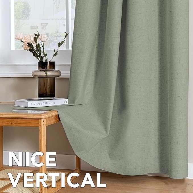 H.VERSAILTEX Linen Curtains 100% Blackout Curtains for Bedroom 108 inch Long ...