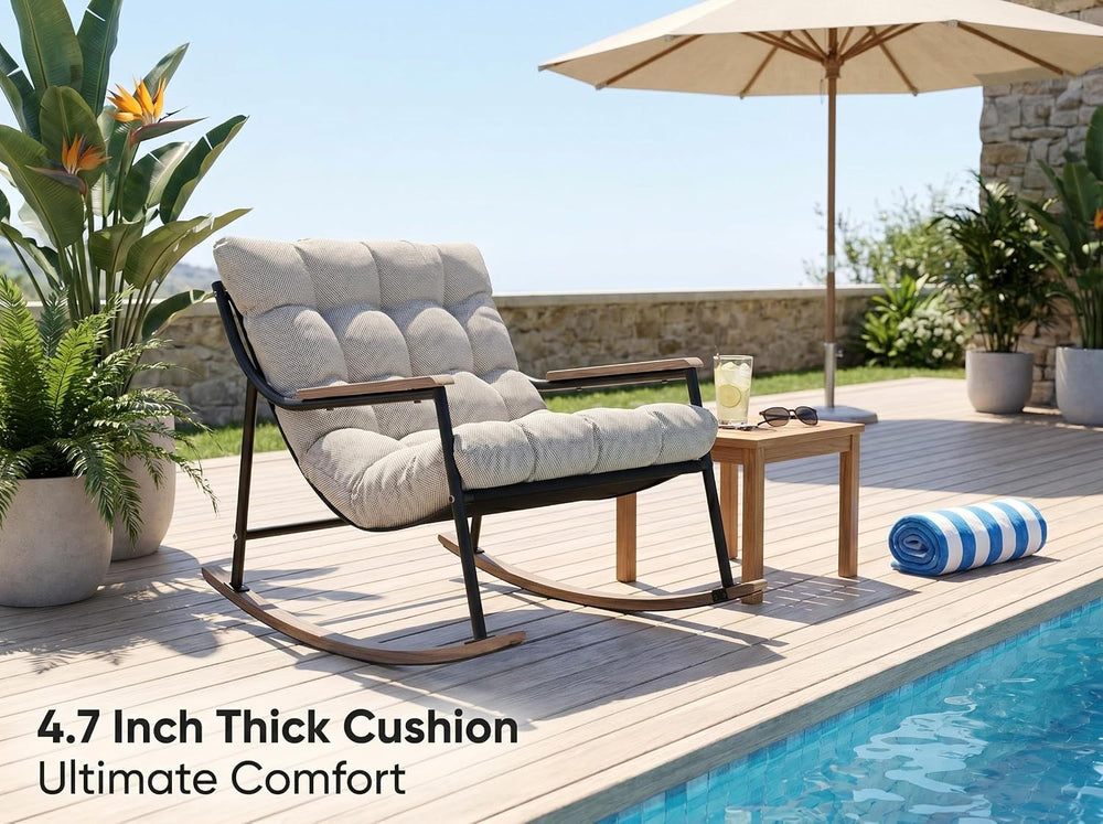 Papasan Rocking Chair with Armrest Set of 2 Outdoor Indoor