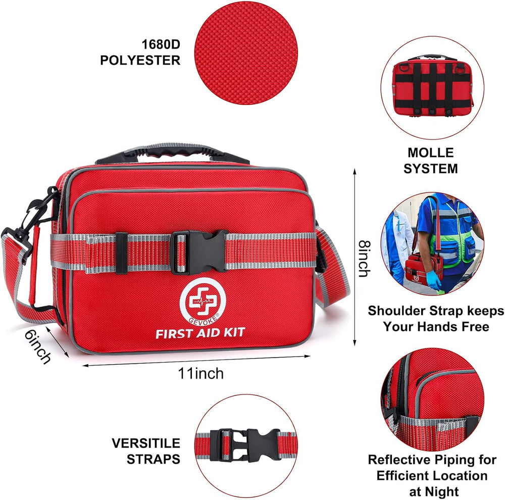 Gevoke Professional 500 Piece Emergency First Aid Kit for Home, Car