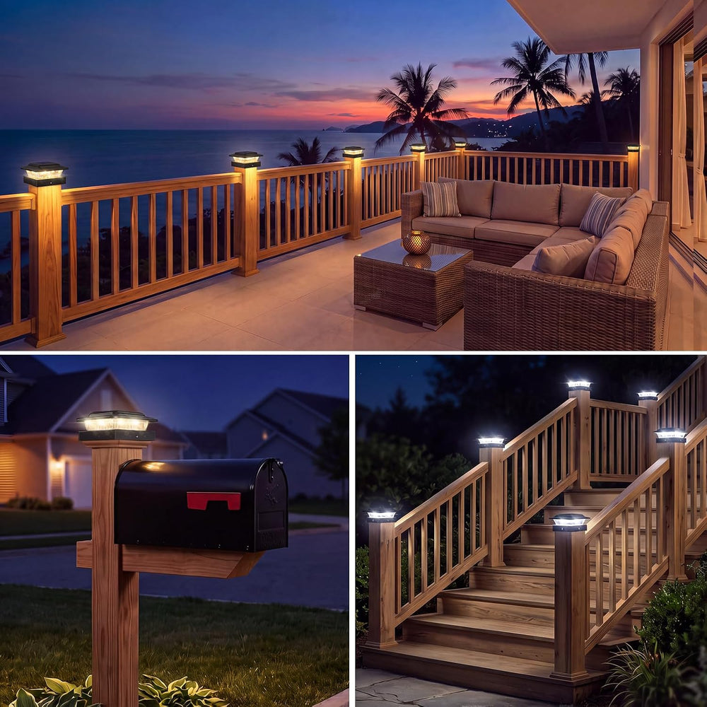kolpop Solar Post Cap Lights 12 Pack, 3 Lighting Modes& 2 Level Brightness