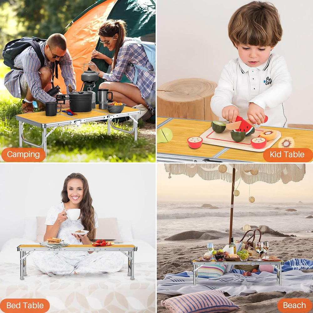 FUNYKICH 3ft Low Folding Camping Table with Carry Bag, 34.2'' Lx15.7&...
