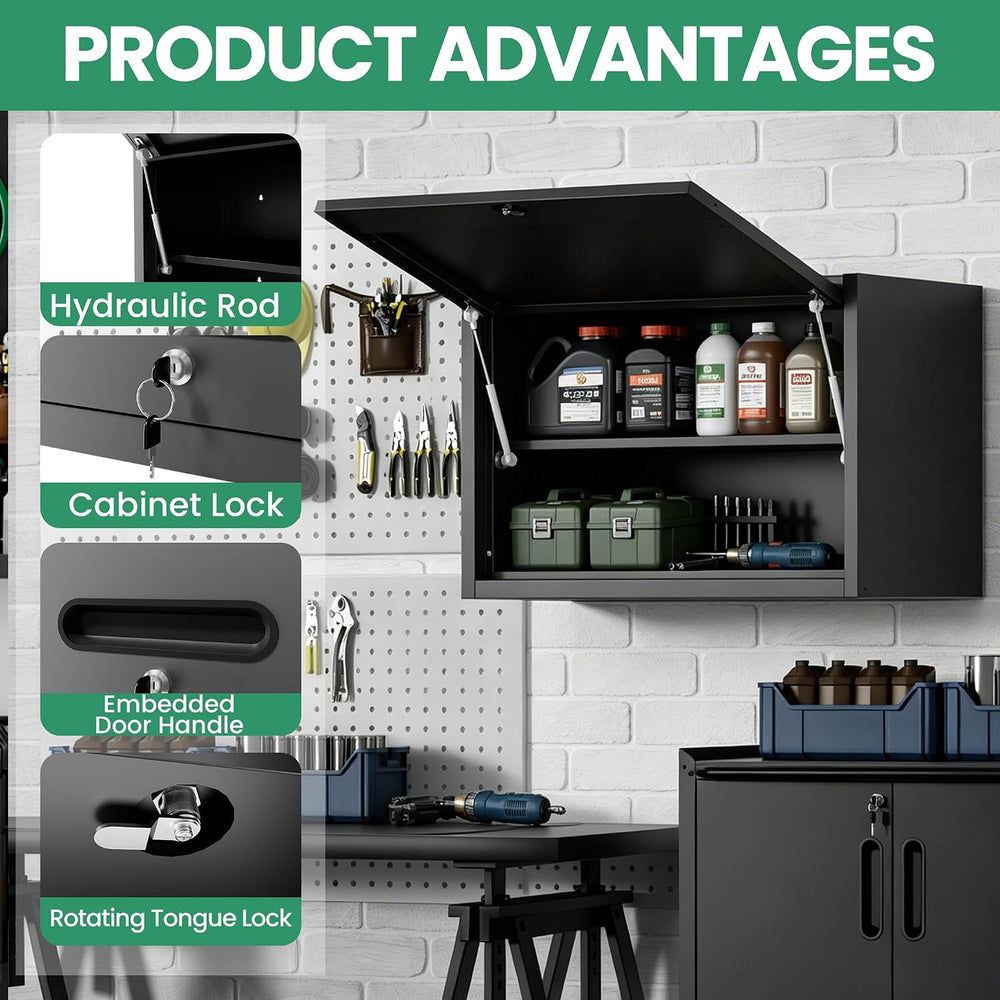Metal Wall Cabinet, Garage Wall Cabinet with Adjustable Shelf for Garage, Too...