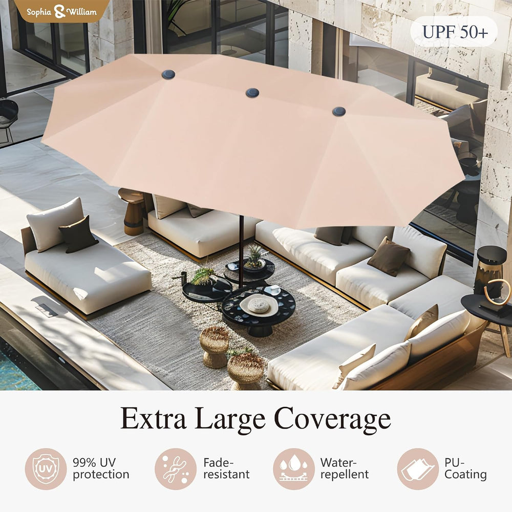 Sophia & William Outdoor Dining Set with Umbrella for 6 w/Swivel Chairs