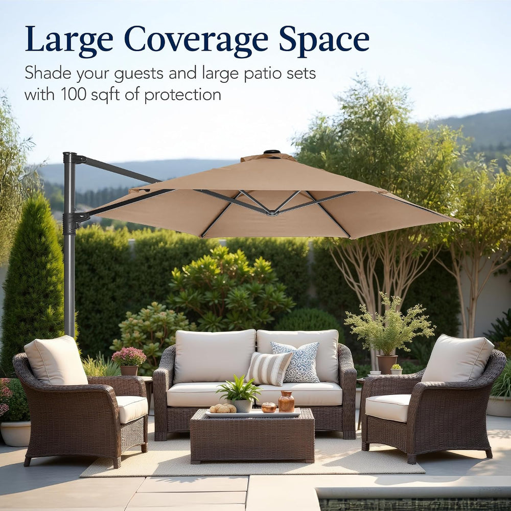 Best Choice Products 10ft Offset Cantilever Hanging Market Patio Umbrella, Sm...
