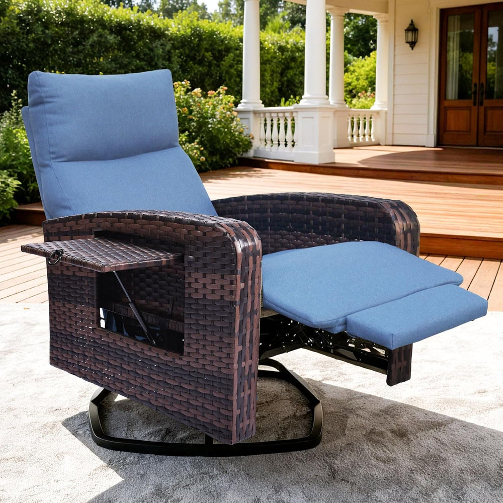ZZW Outdoor Recliner Chair, Wicker Patio Recliners with Adjustable Backrest a...