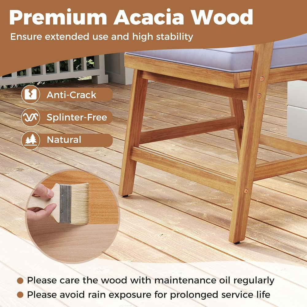 Tangkula 5 Piece Patio Dining Set for 4, Outdoor Solid Wood Round Table with ...