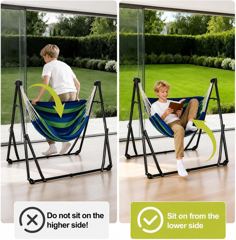 2-in-1 Hammock Chair with Stand, Portable Hammock, Cyan