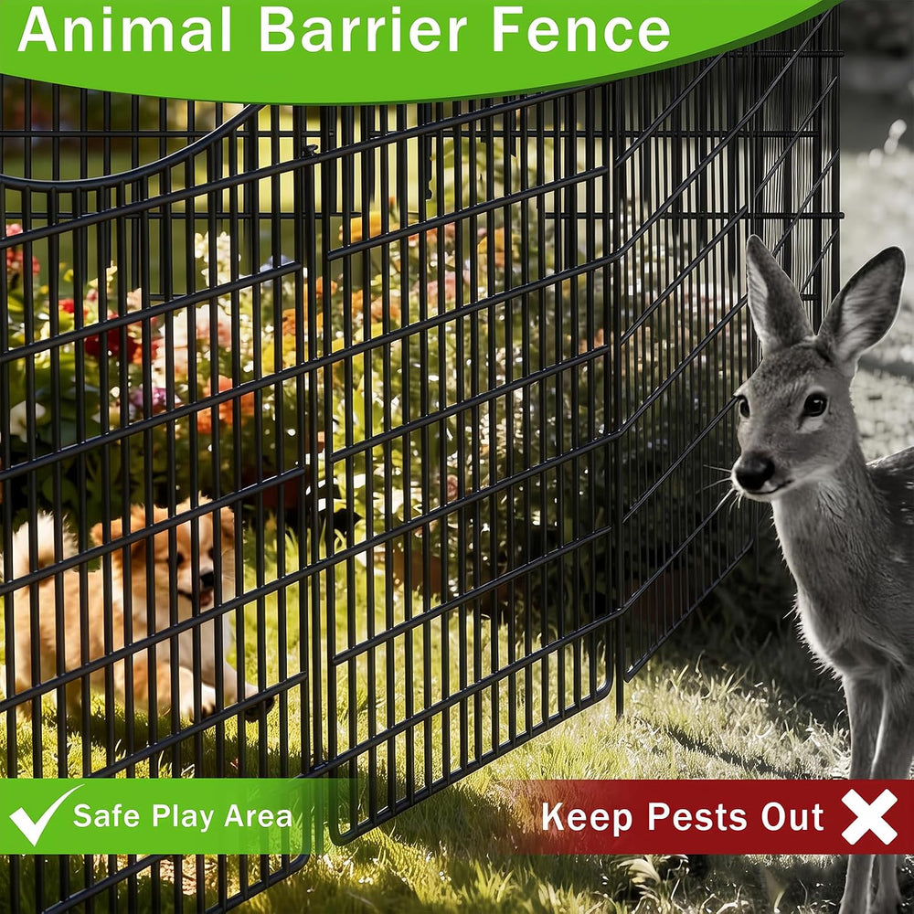 10 Panels Garden Fencing Animal Barrier with Gate, 40 in(H) X 23.6 ft(L) Dog ...
