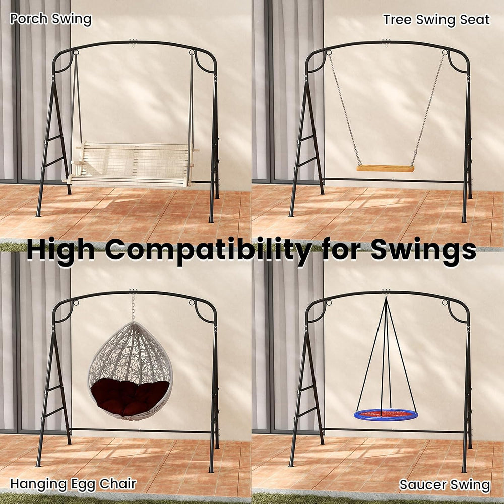 GIANTEX 660-Lbs Metal Hammock Stand - Heavy Duty Porch Swing Stand w/ 4 Suppo...