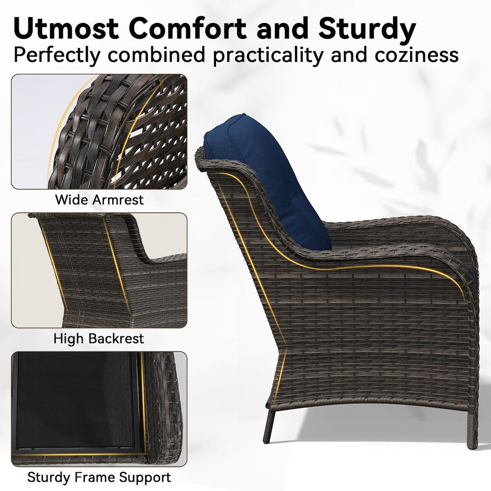 Patio Chairs Set of 2, Outdoor Wicker Patio Furniture Set with Thickened Olef...