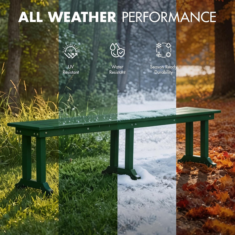 WO HOME FURNITURE 65" HDPE Outdoor Bench, 660 lbs Capacity, Dark Green