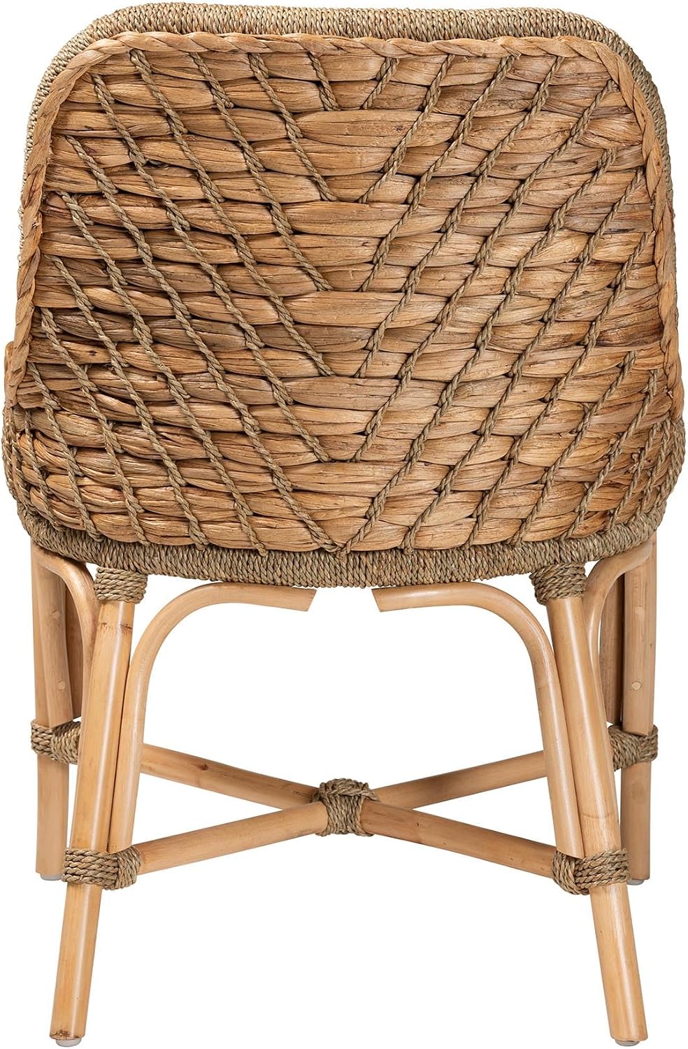 Baxton Studio Kyle Modern Bohemian Natural Brown Woven Rattan Dining Side Cha...