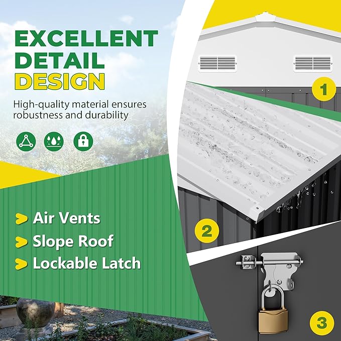 Devoko 10 x 10 FT Outdoor Storage Shed, Metal Garden Sheds & Outdoor Stor...