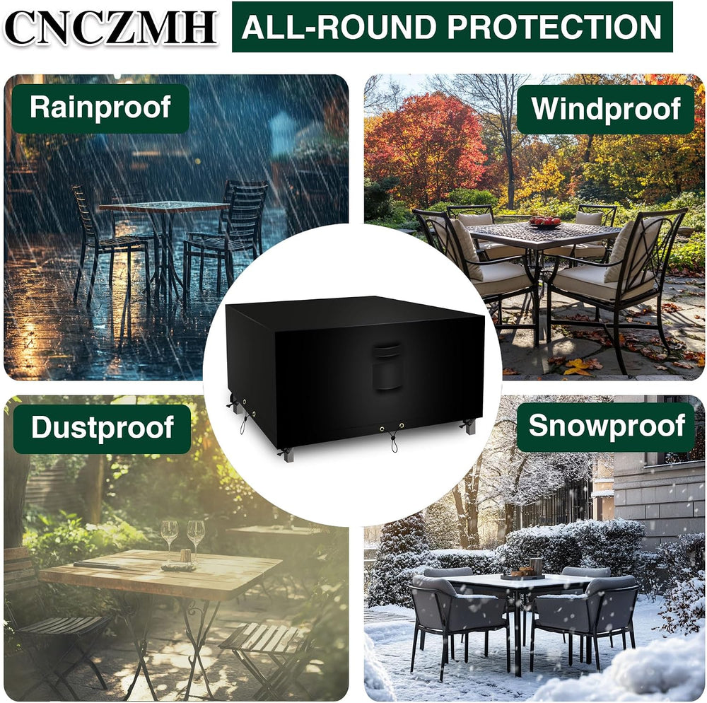 Square Heavy Duty Patio Table Covers Waterproof, 600D Outdoor Dining Table an...