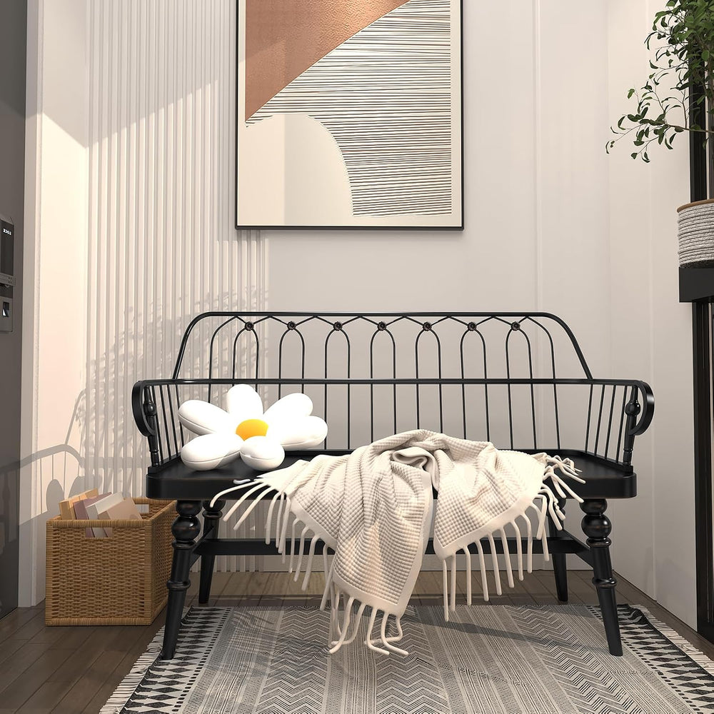 DIBRATY Entryway Bench,Spindle Back Wooden Dinning Bench, Farmhouse Foyer Ben...
