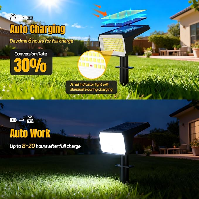 Solar Spot Lights Outdoor, [4 pack/118 LED] 4 Modes Auto On/Off Solar Landsca...