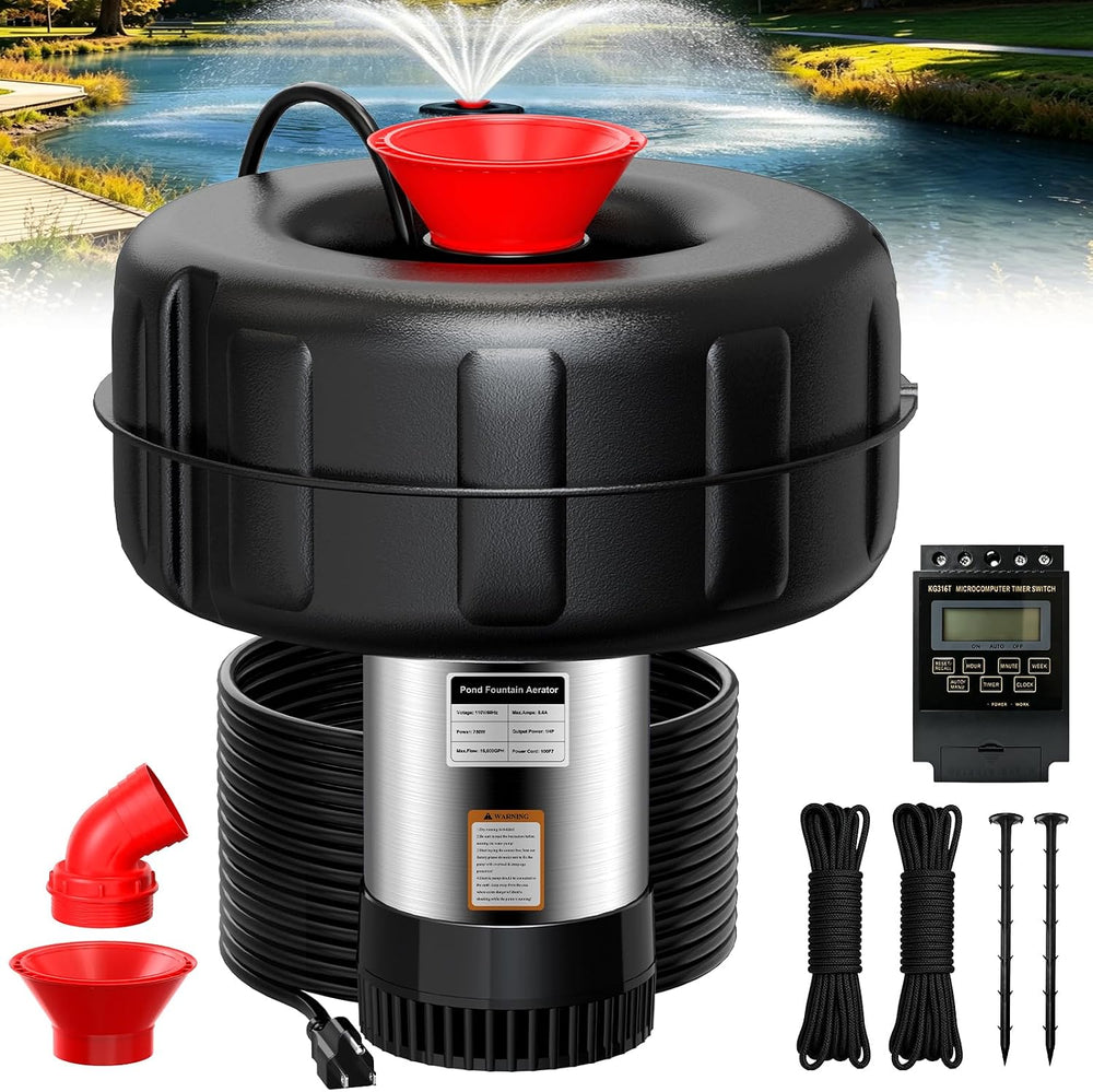 SYY Pond Fountain Aerator, 1HP 15000 GPH 110V Stainless Steel Floating Founta...