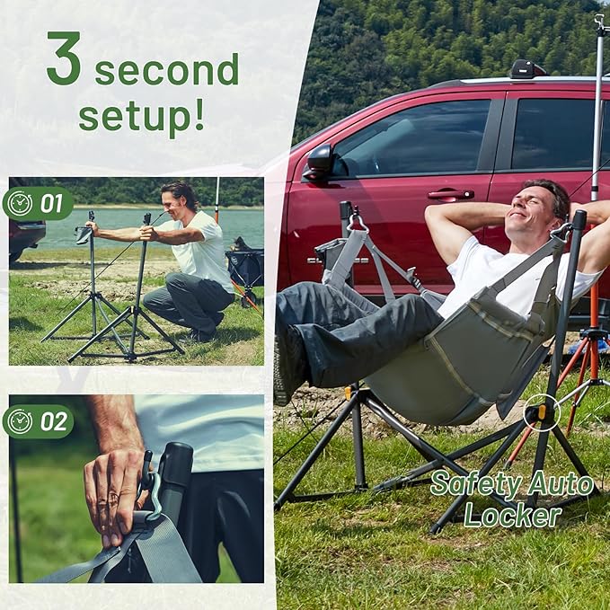 Timber Ridge Hammock Camping Chair with Adjustable Backrest, Heavy Duty Foldi...
