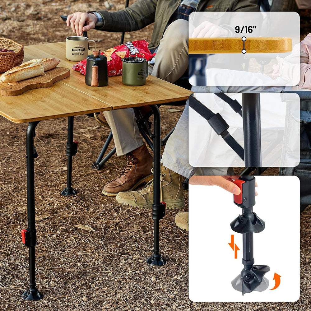 TIMBER RIDGE Bamboo Folding Camping Table, Portable RV Picnic Table