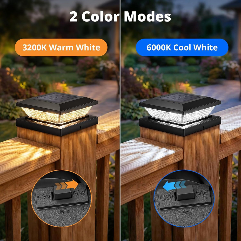4x4 Solar Post Cap Lights Outdoor 16 Pack, Waterproof Solar Fence Light for W...