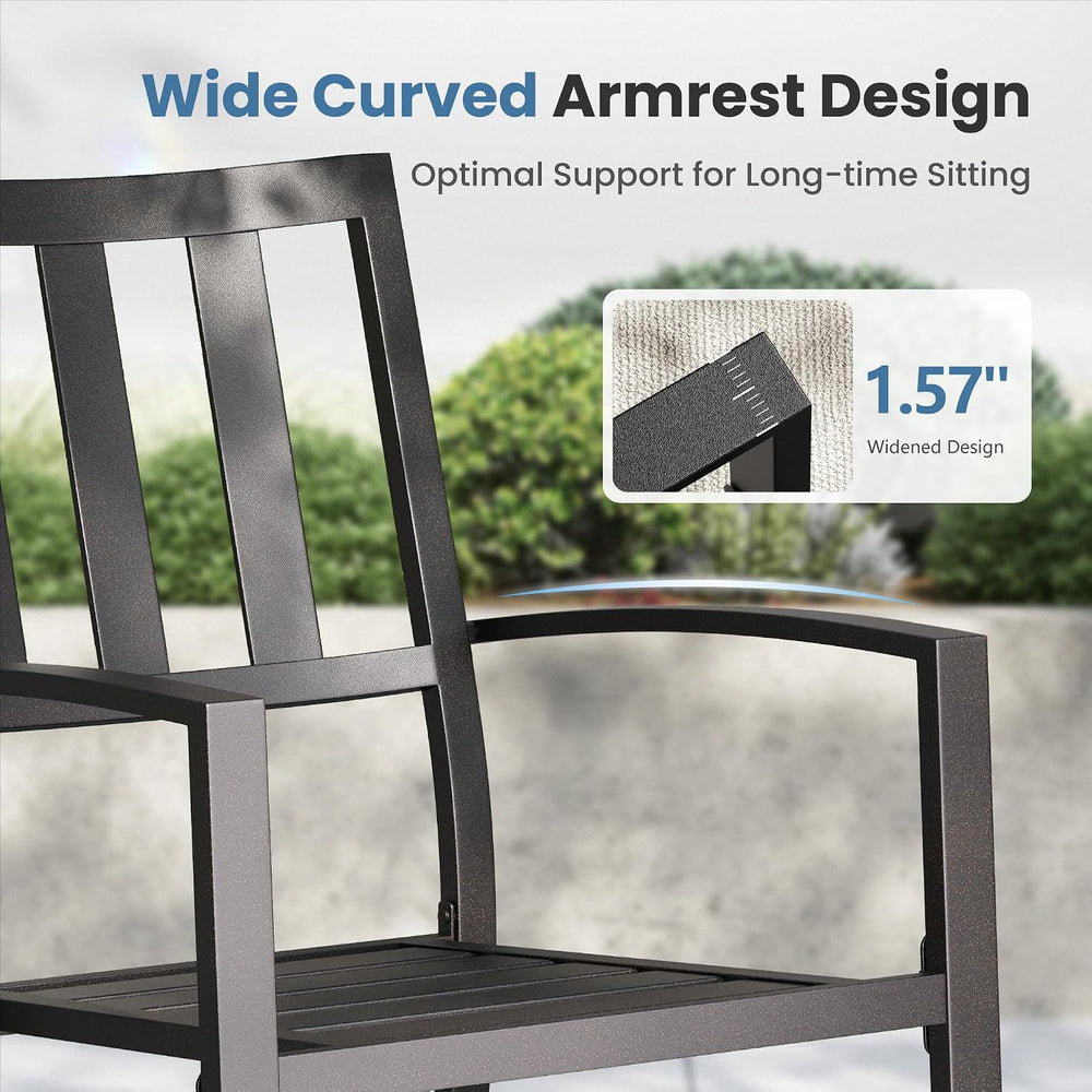 PHI VILLA 7 Pcs Outdoor Dining Set for 6, 60” Rectangular Metal Table