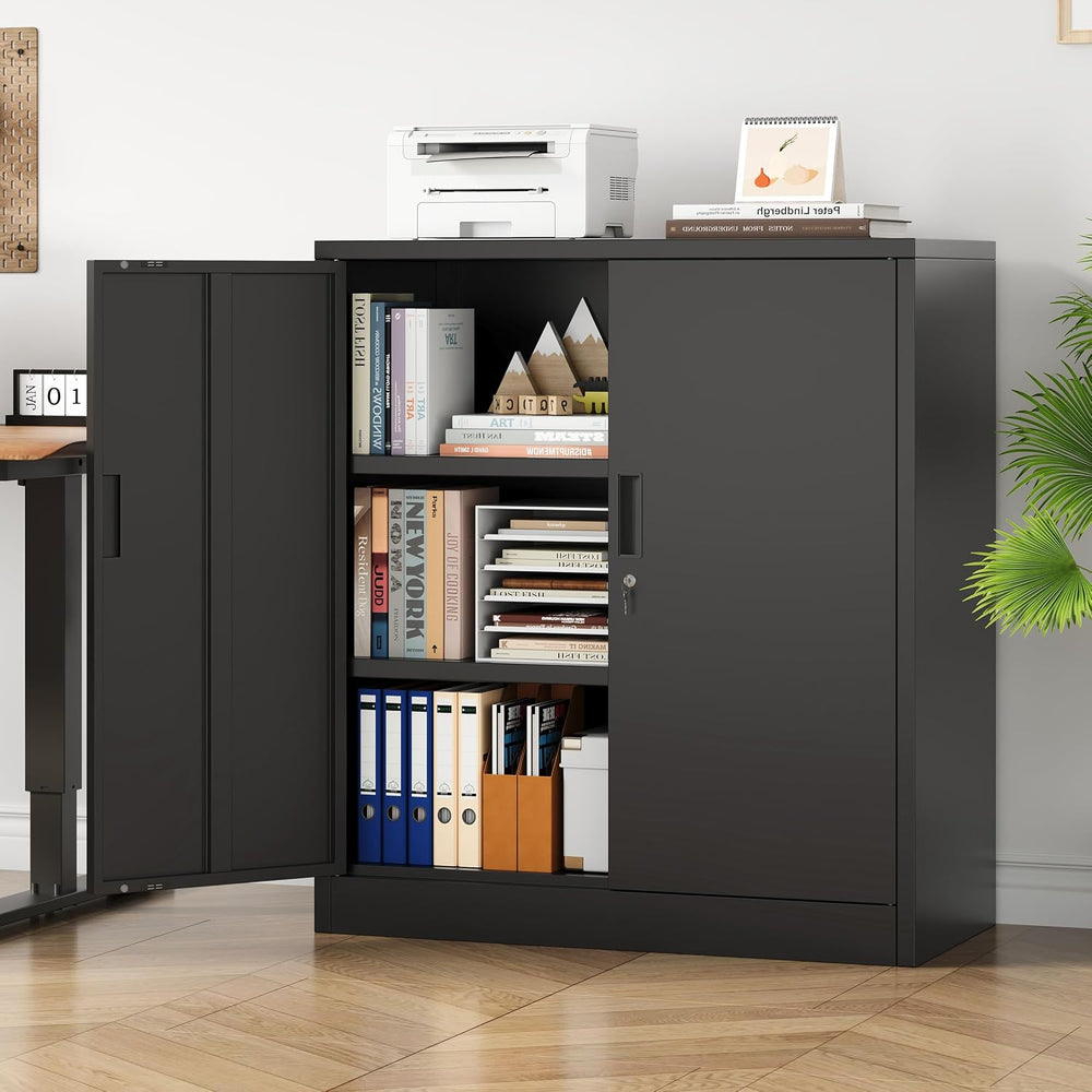 Metal Storage Cabinet,36" Locking Cabinet with 2 Adjustable Shelves