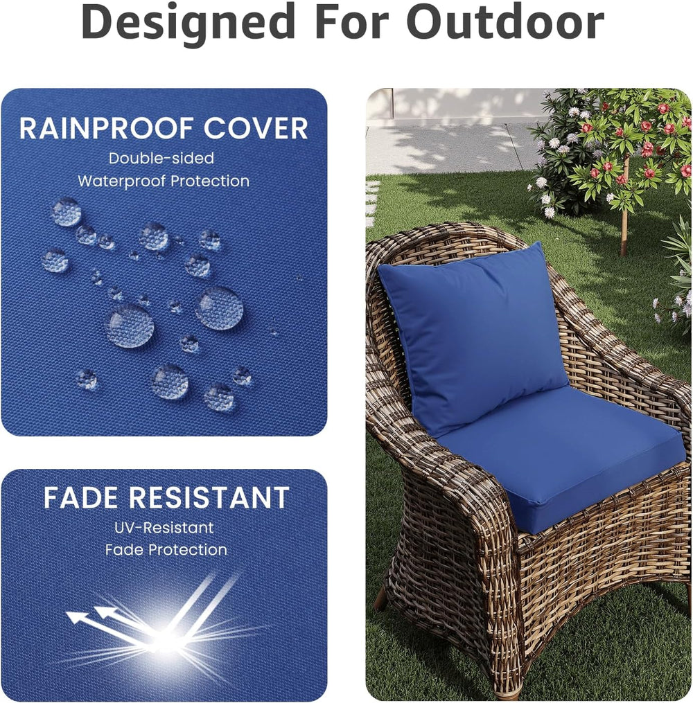 PatioGlow Outdoor Seat Cushion Set 22 x 22 x 4 Inch, Waterproof & Fade Re...