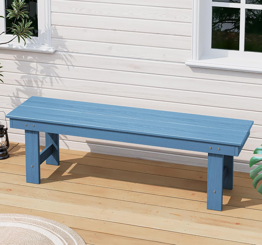 SERWALL 2-Person Backless Outdoor Bench 56 Inches, Navy