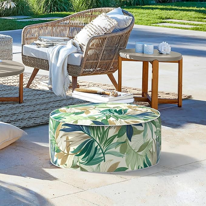 LVTXIII Inflatable Stool Ottoman Footrest with Handle, Decorative Fade-Resist...