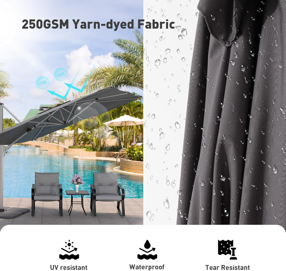 COSIEST 10'x10' Patio Umbrella Cantilever Outdoor Rectangular Offset ...