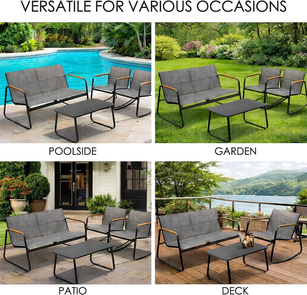 Kozyard 4-Piece Outdoor Patio Furniture Set with Textilene Chairs