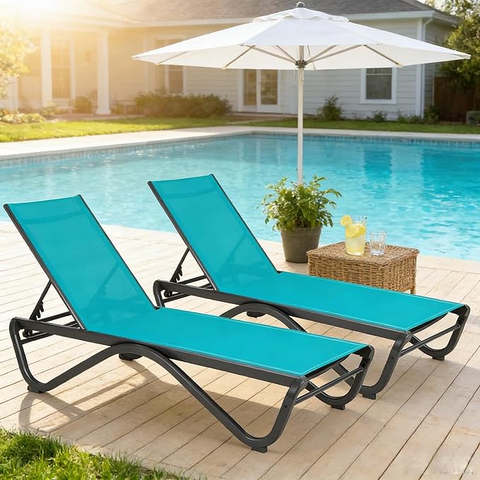 Kozyard Outdoor Chaise Lounge Chair, Full Aluminum Frame, Adjustable Reclinin...