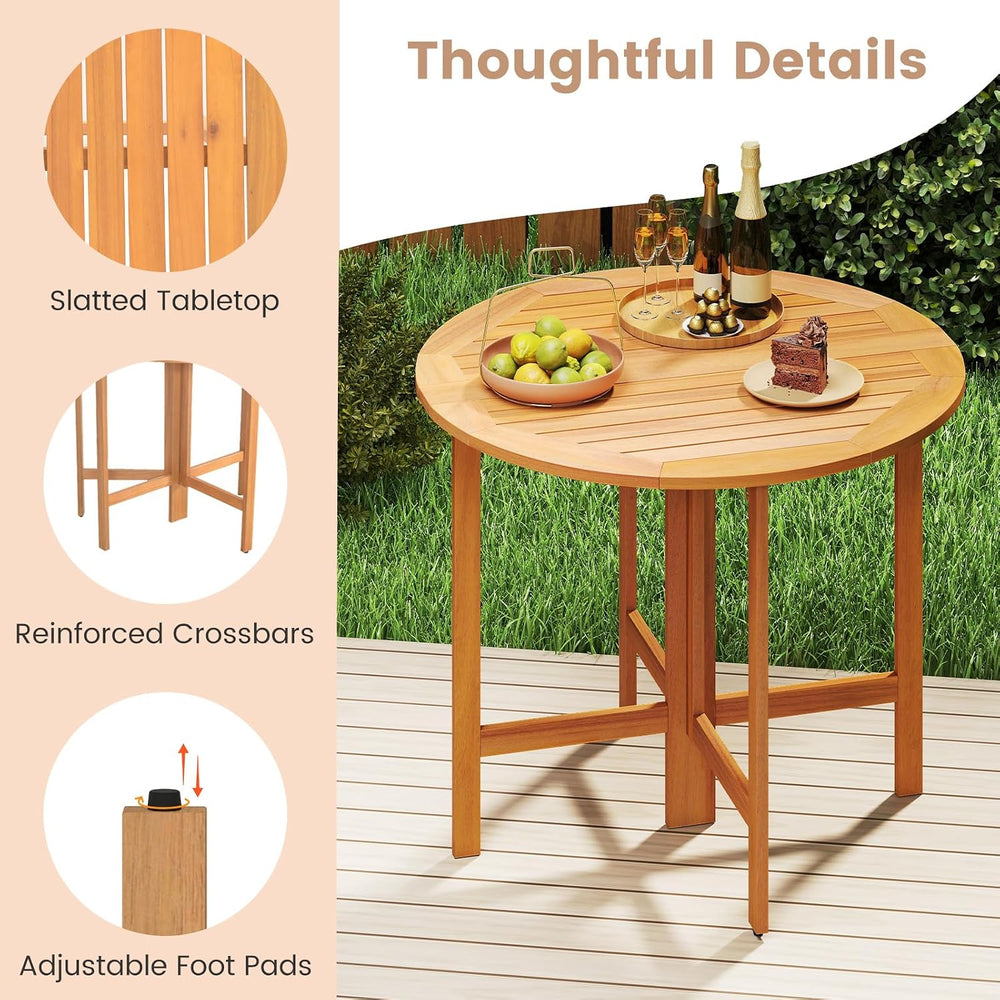 Tangkula 36 Inches Outdoor Folding Round Dining Table, No Assembly Required