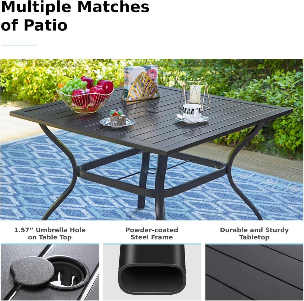 MFSTUDIO Outdoor Table and Chairs Set for 4,37“ Square Metal Table&Chairs